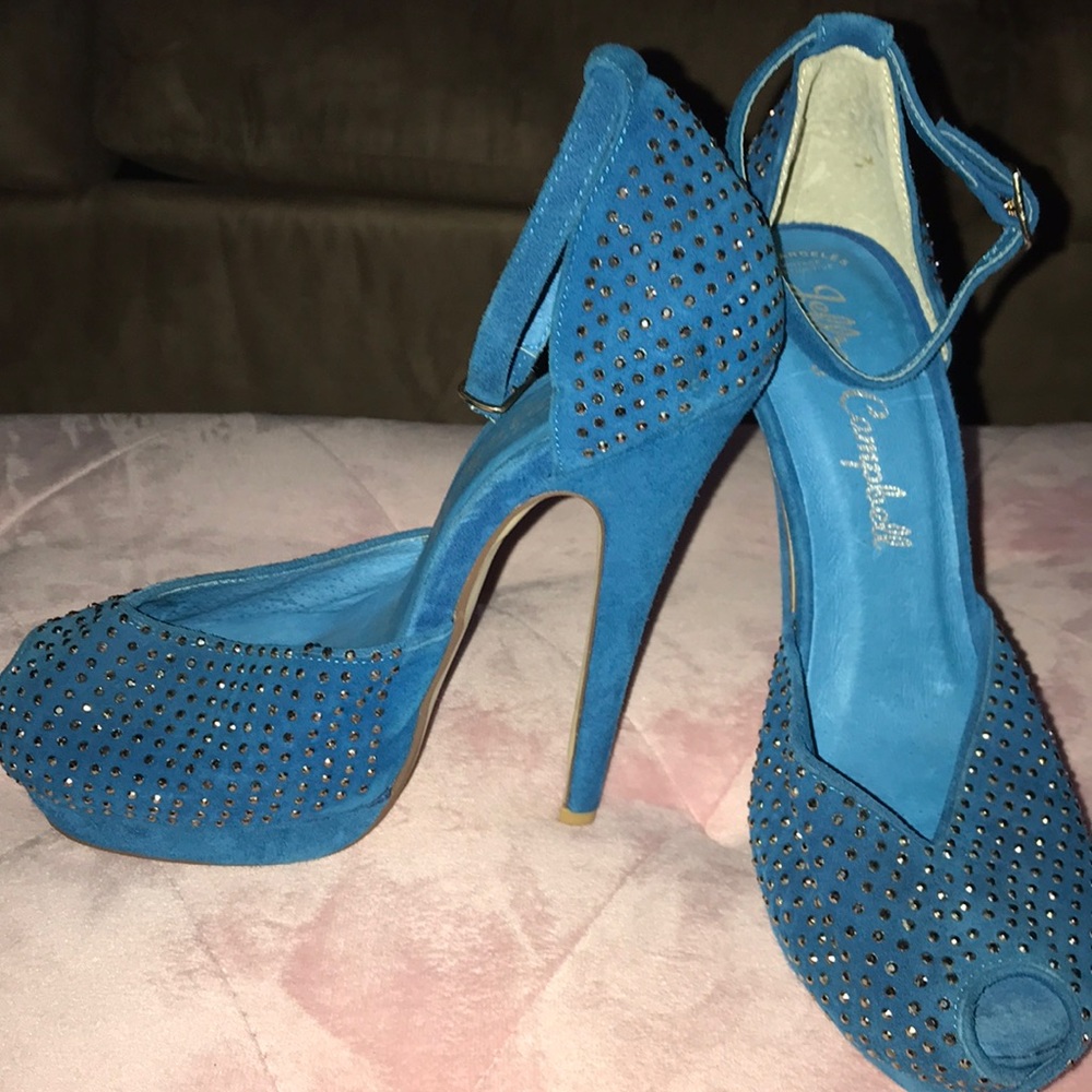 Jeffrey Campbell blue suede pump